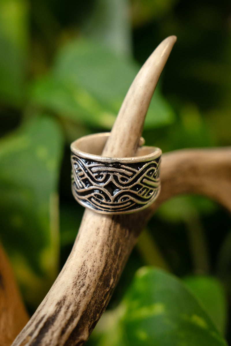 Magyarische bague avec motif de nœud, bronze argenté 