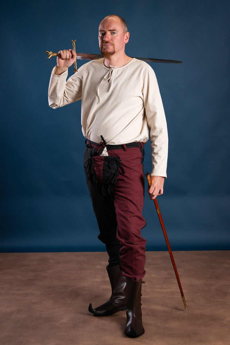 Mi-parti broek Gustav, Zwart/Rood