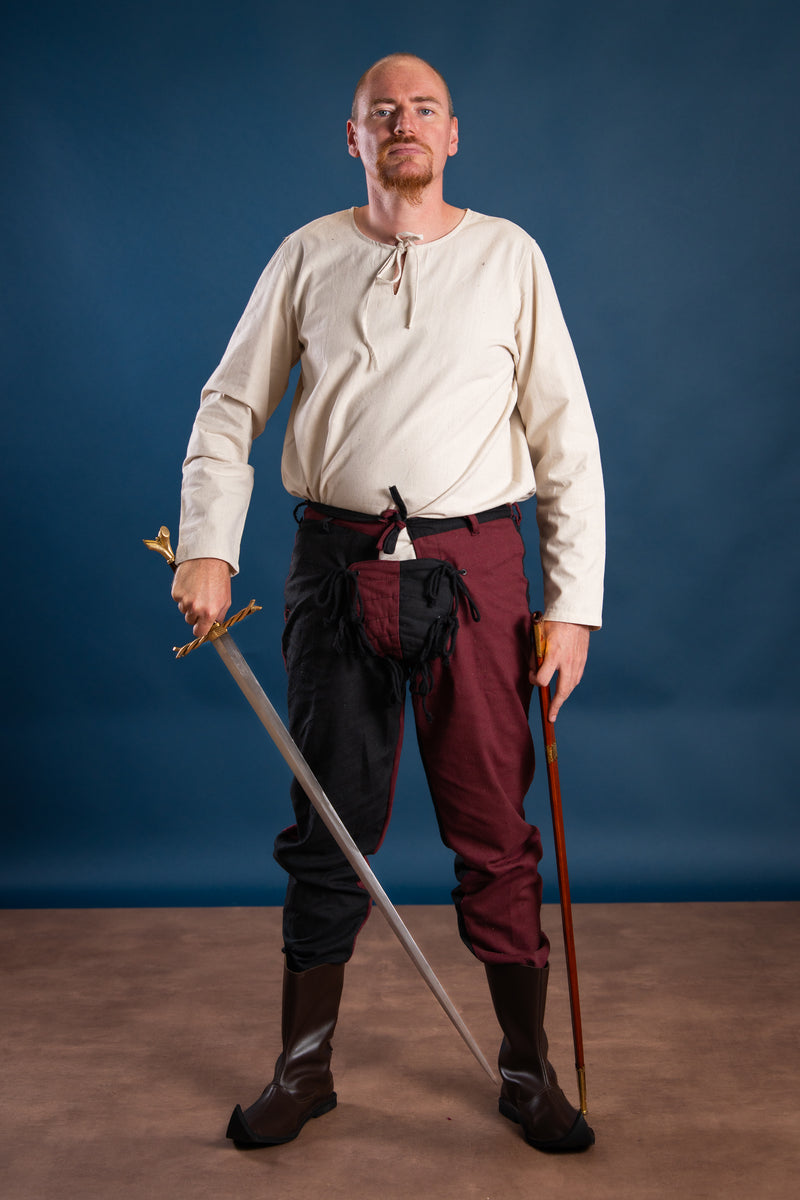 Mi-parti broek Gustav, Zwart/Rood