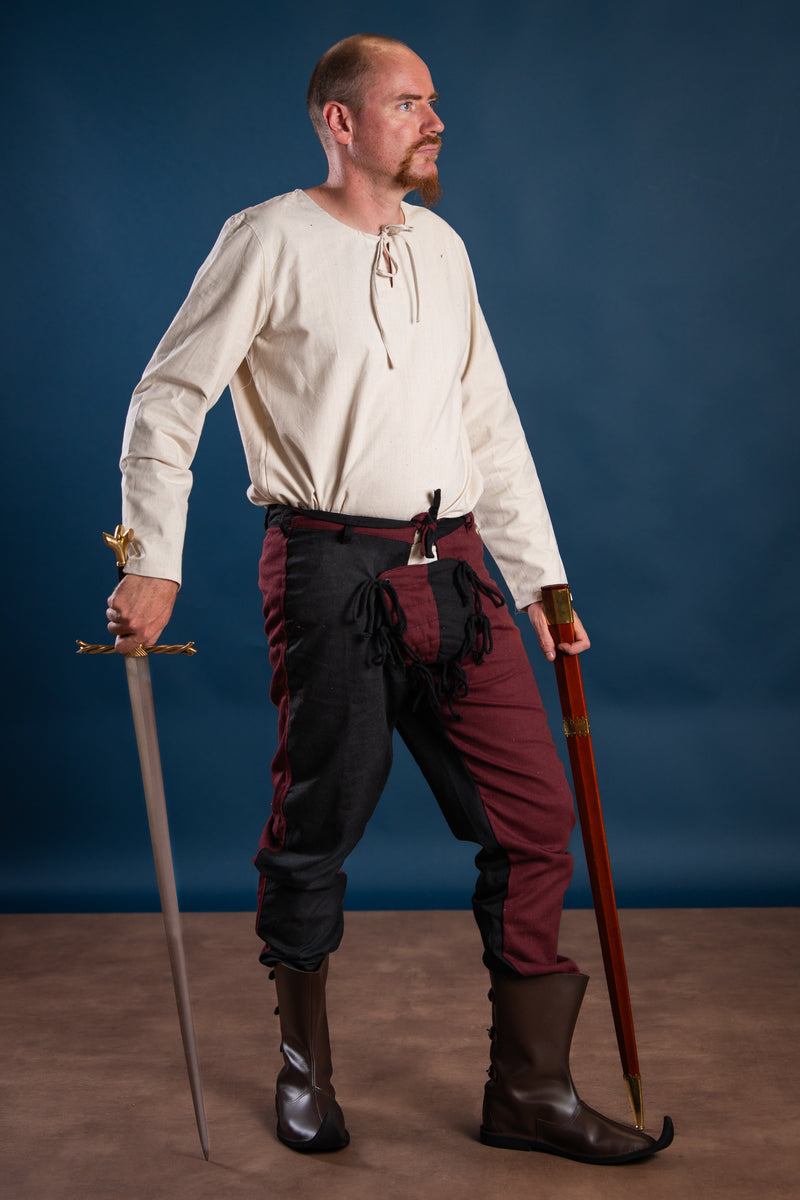 Mi-parti broek Gustav, Zwart/Rood