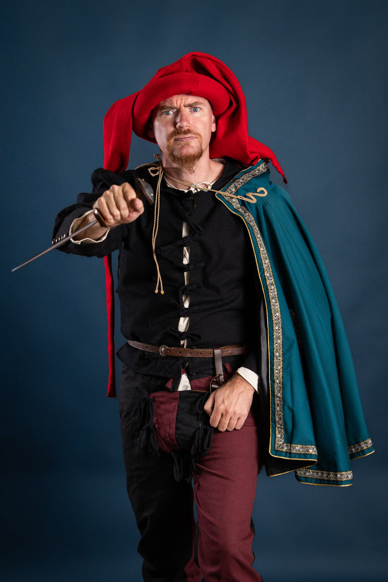 Mi-parti broek Gustav, Zwart/Rood