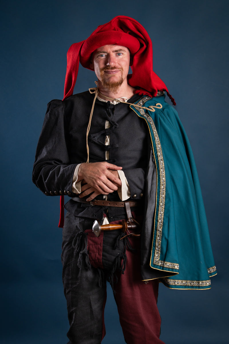 Mi-parti broek Gustav, Zwart/Rood