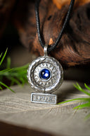 SPQR pendant, blue, pewter