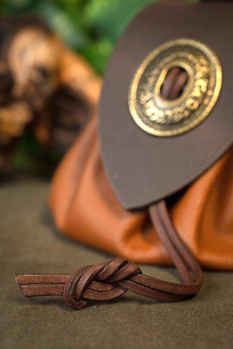 Bolsa de dinero medieval, grande, marrón claro 