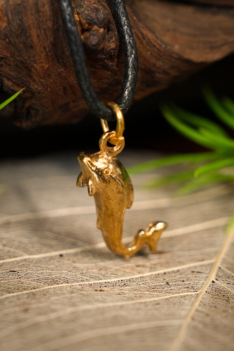 Roman dolphin pendant, pewter