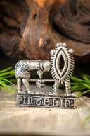 Mittelalterlicher Badge Phallus und Vulva, versilberte Bronze 