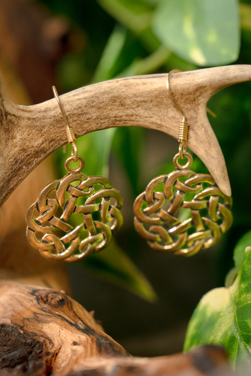 Keltische oorbellen knoop, brons