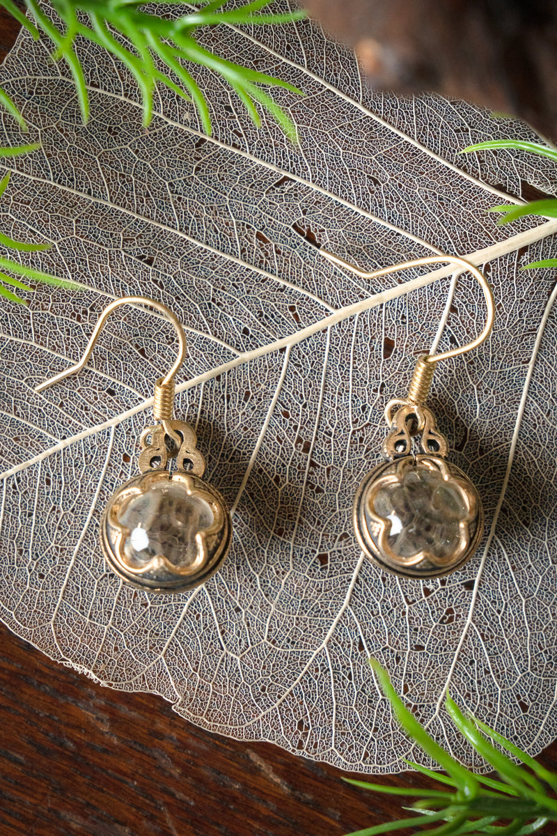 Oorbellen Gotland bergkristal, 1,2 cm brons