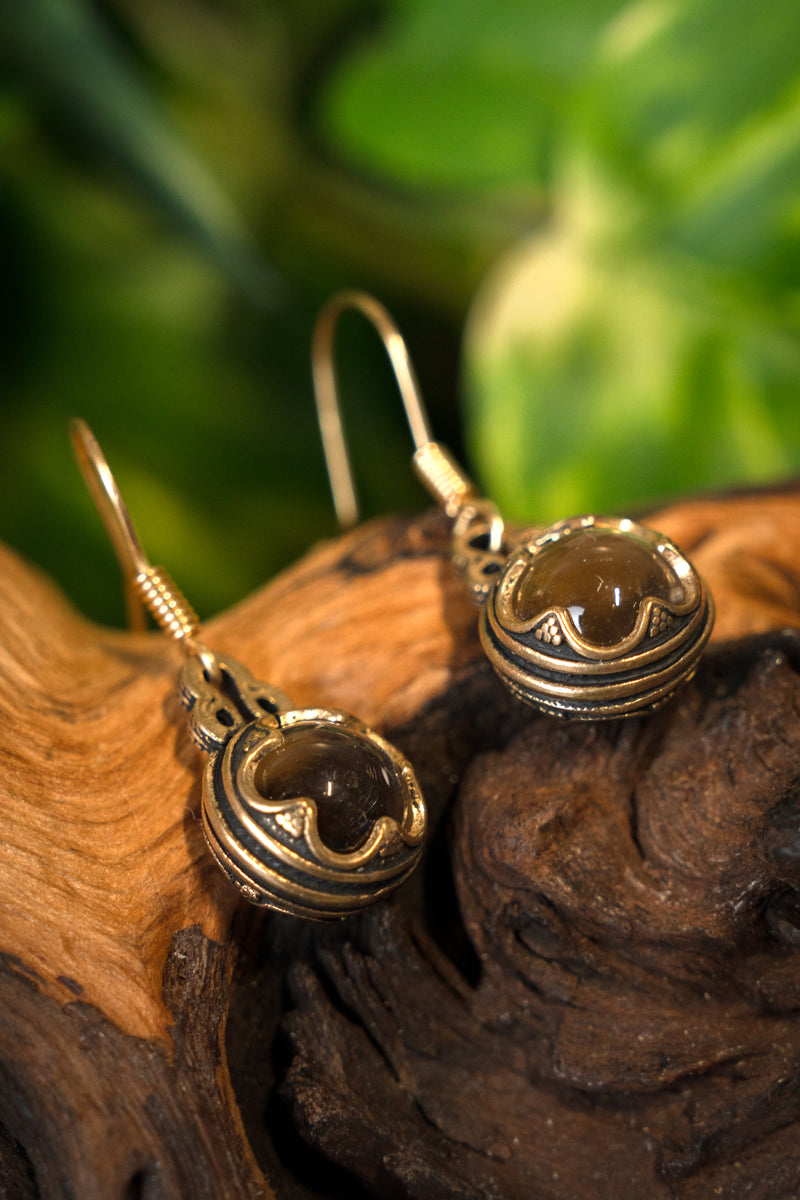 Oorbellen Gotland bergkristal, 1,2 cm brons