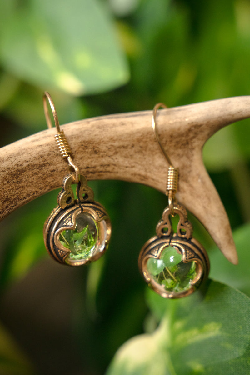 Oorbellen Gotland bergkristal, 1,2 cm brons