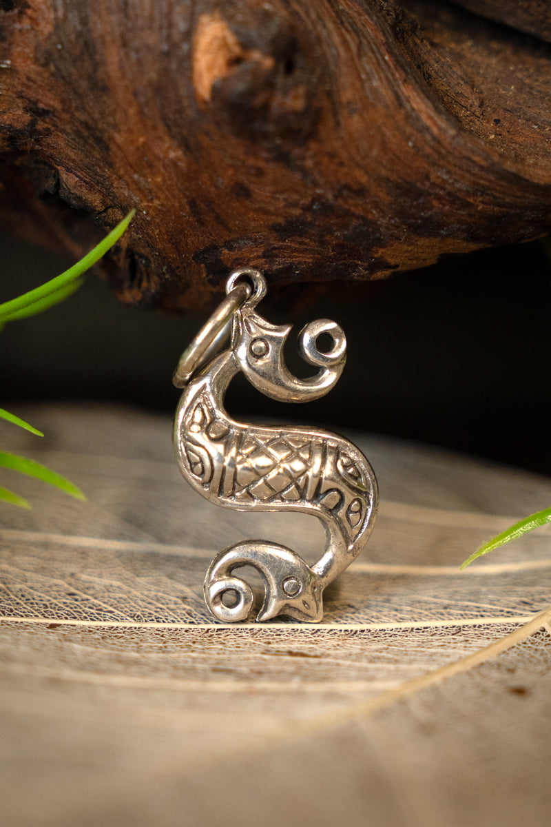 Celtic seahorse, sterling silver