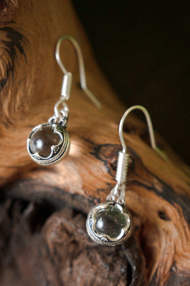 Oorbellen Gotland bergkristal, verzilverd brons