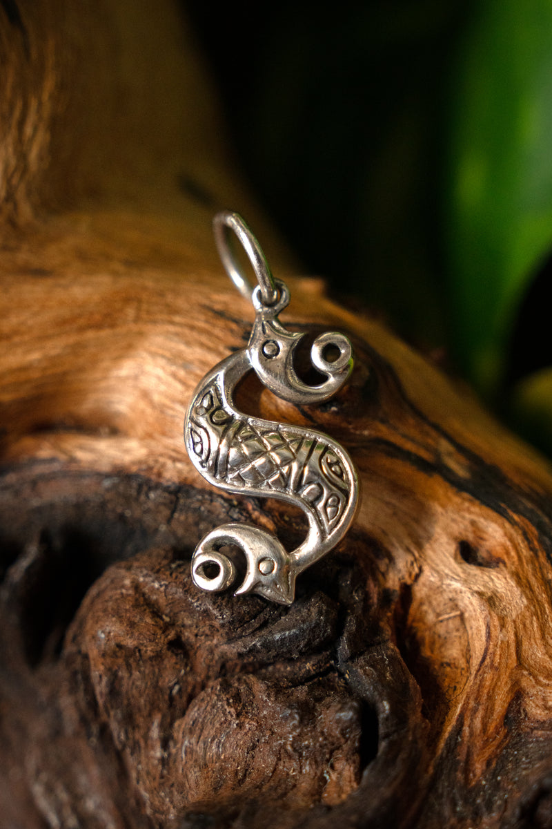 Celtic seahorse, sterling silver