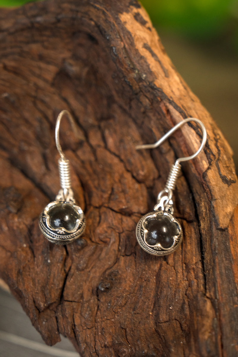 Oorbellen Gotland bergkristal, verzilverd brons