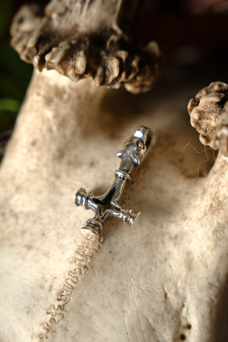 Marteau de Thor croix de loup, argentée, zamak 