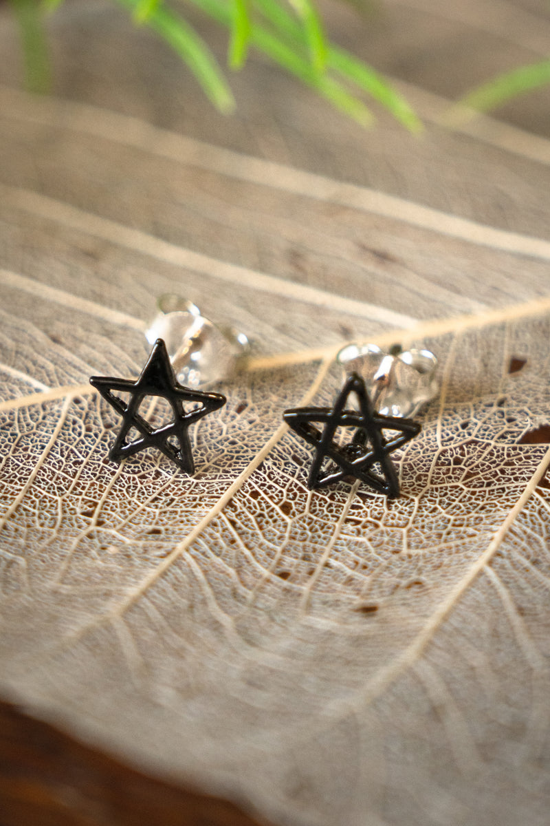 Oorknopjes Pentagram, sterling zilver