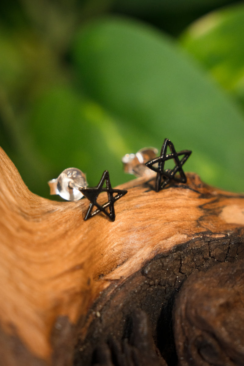 Oorknopjes Pentagram, sterling zilver