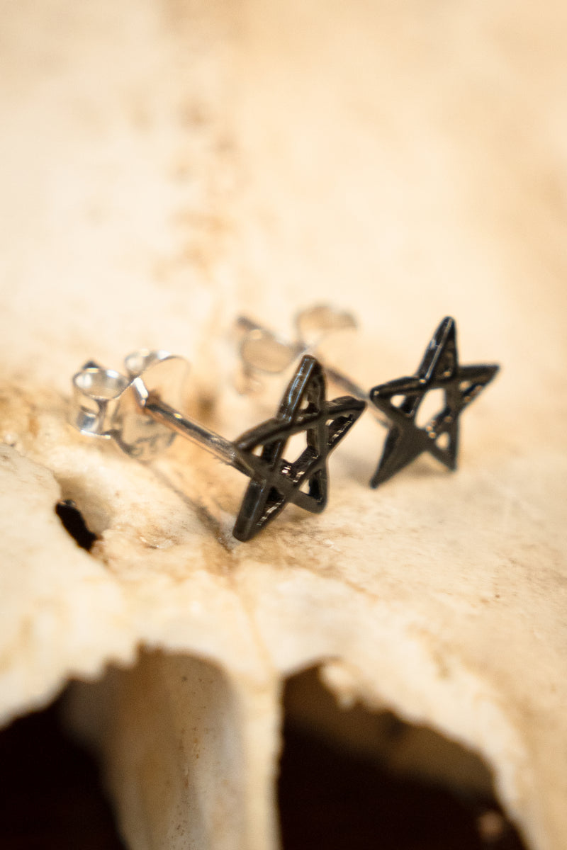 Pendientes de pentagrama, plata de ley plata 