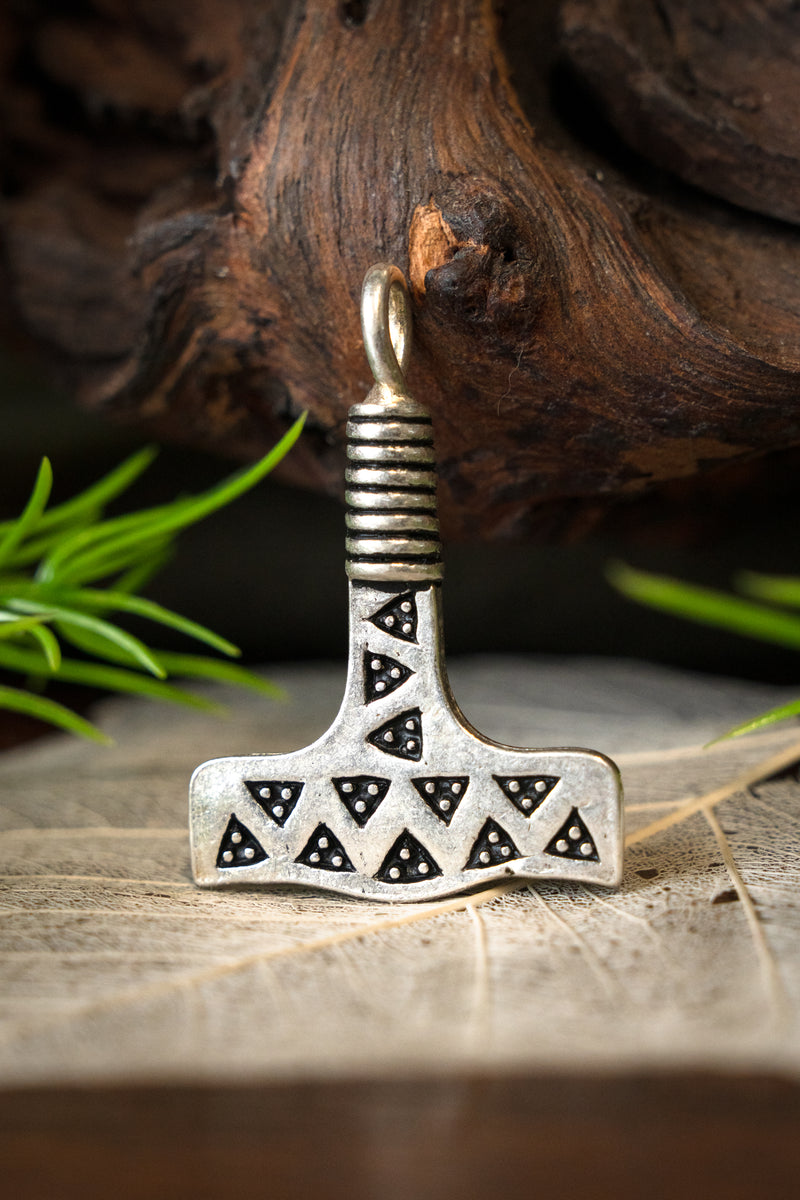 Thor's hammer from Valse, silvered bronze