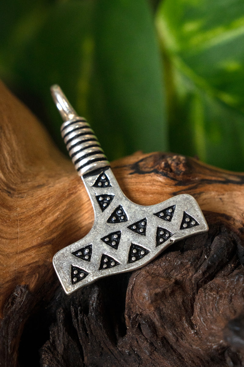 Thor's hammer from Valse, silvered bronze