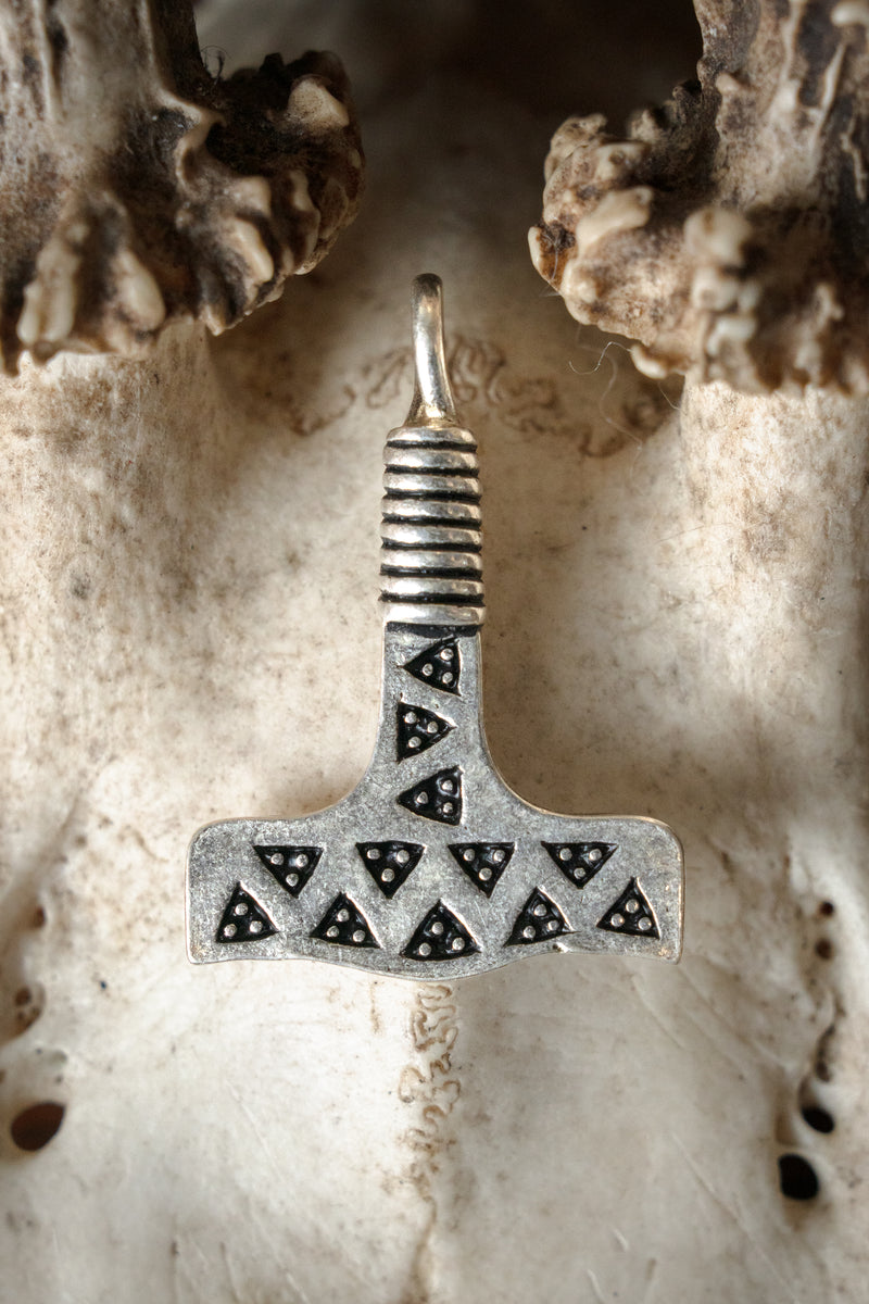 Thor's hammer from Valse, silvered bronze