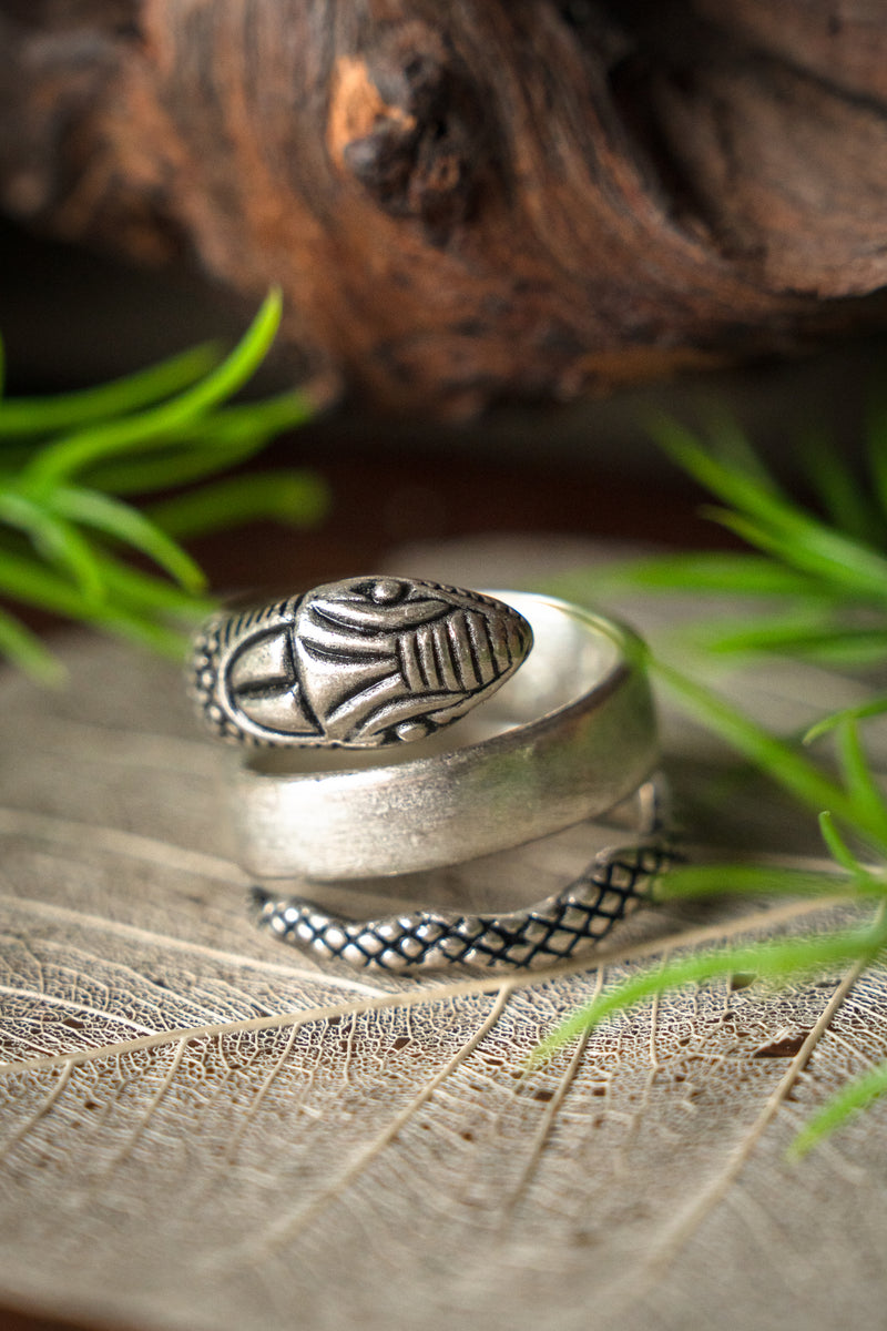 Romeinse slangenring, verzilverd brons