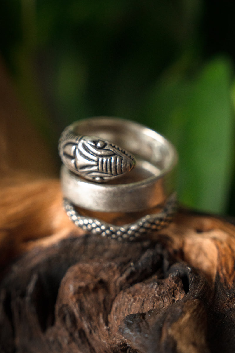 Romeinse slangenring, verzilverd brons