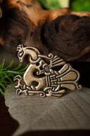 Broche de pavo real vikingo, bronce 
