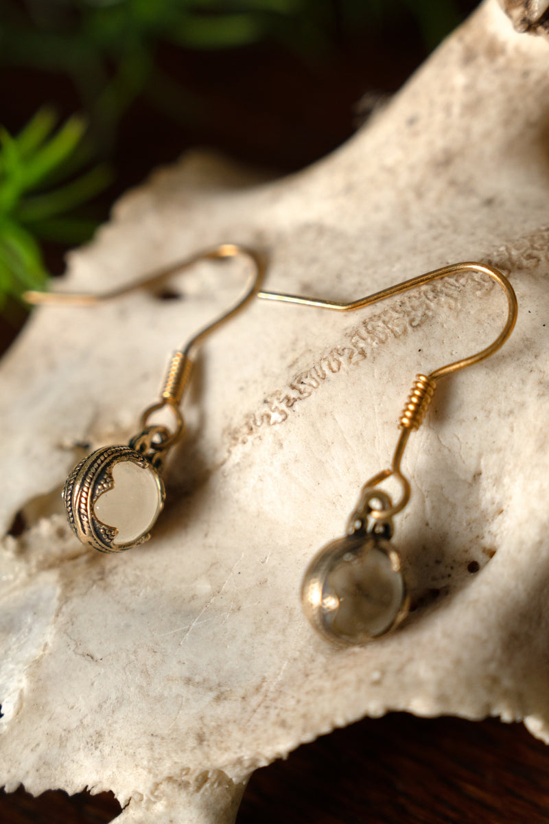 Oorbellen Gotland bergkristal, 1 cm, brons