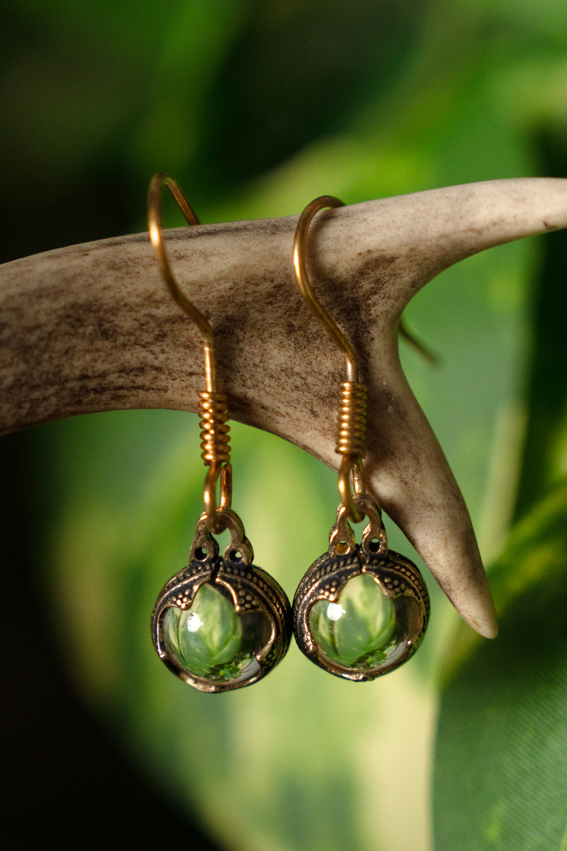 Oorbellen Gotland bergkristal, 1 cm, brons