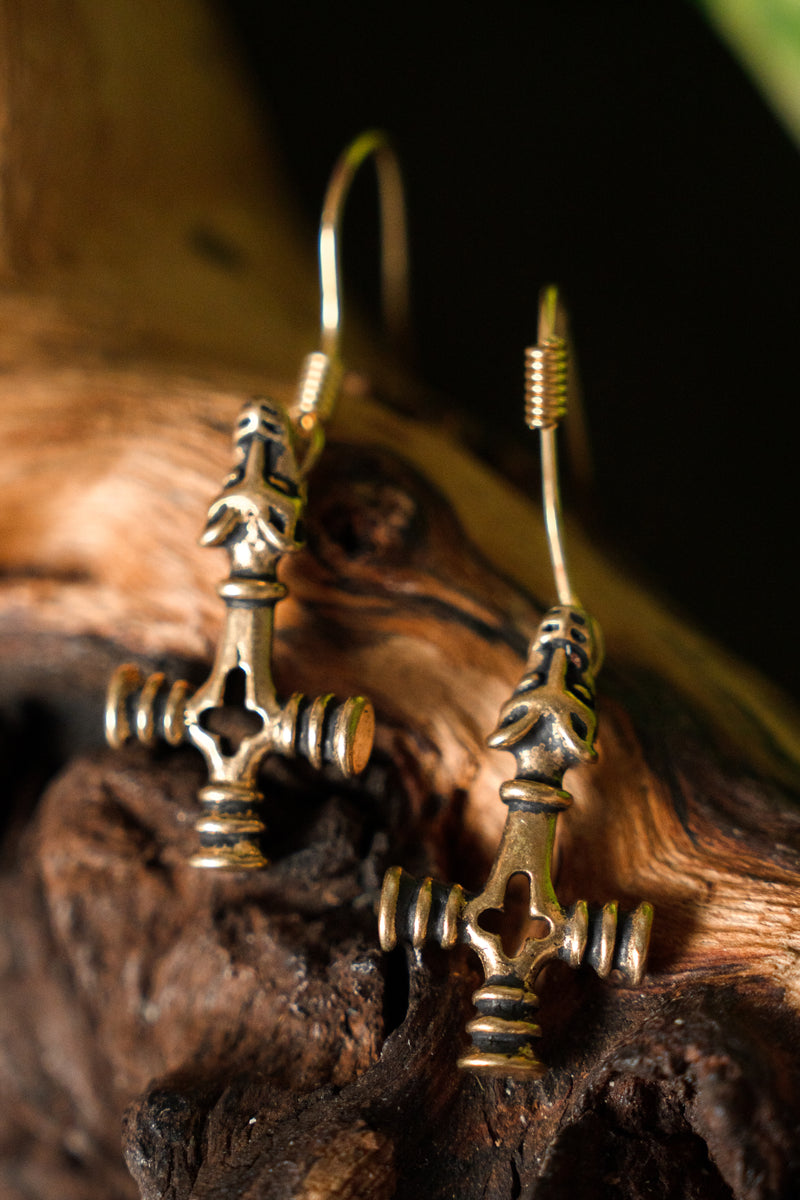 Örhängen Isländska Tors hammare, brons 