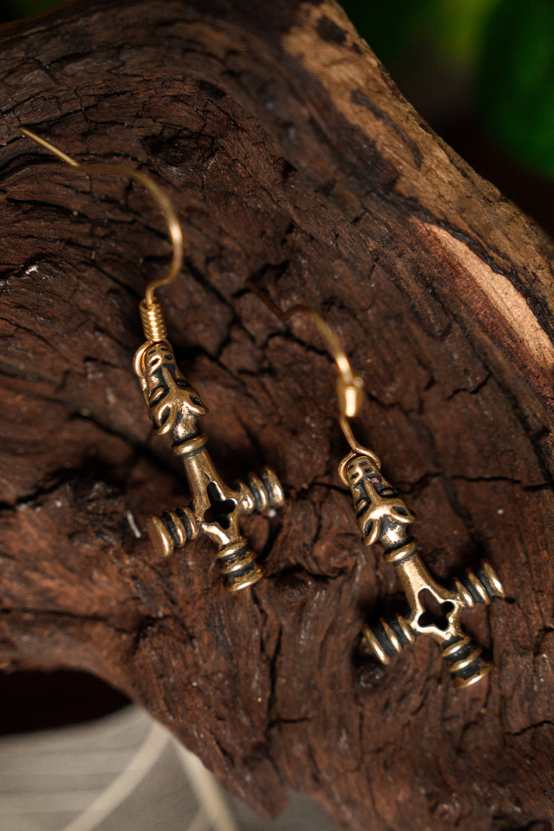 Örhängen Isländska Tors hammare, brons 