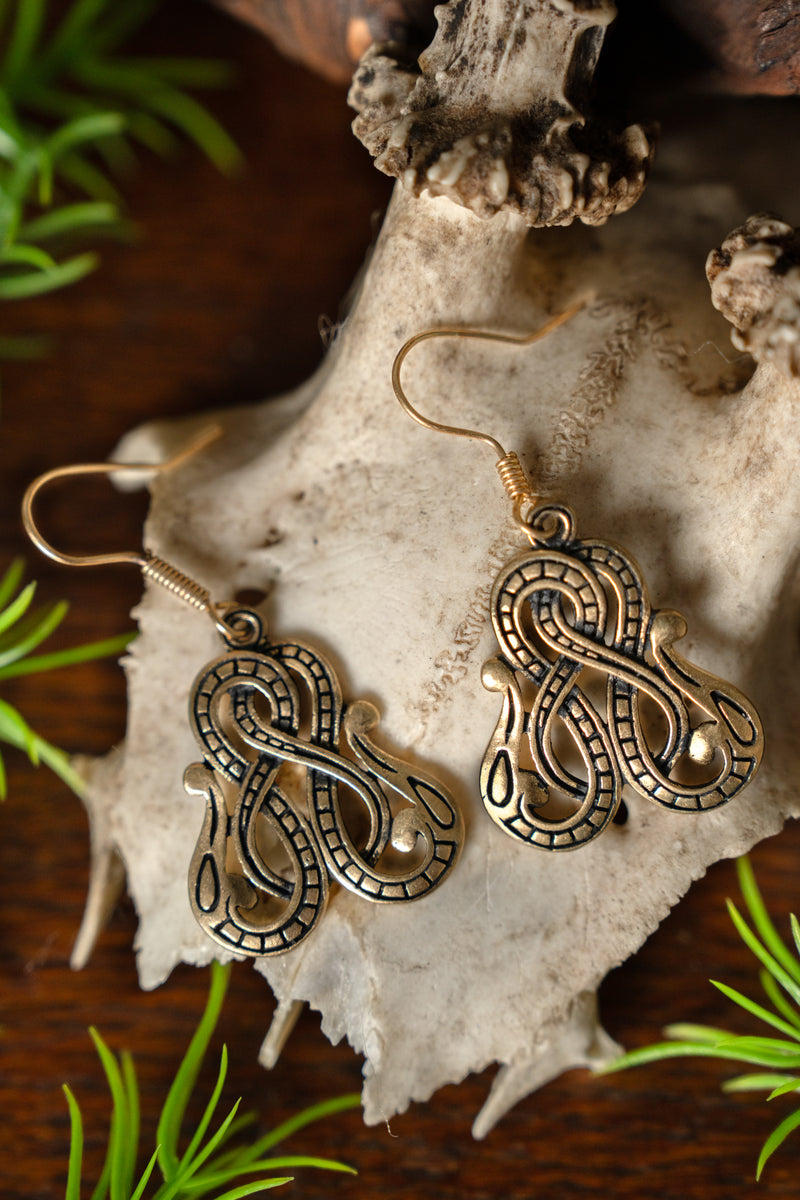 Wikingerohrringe Midgard Snake, Bronze