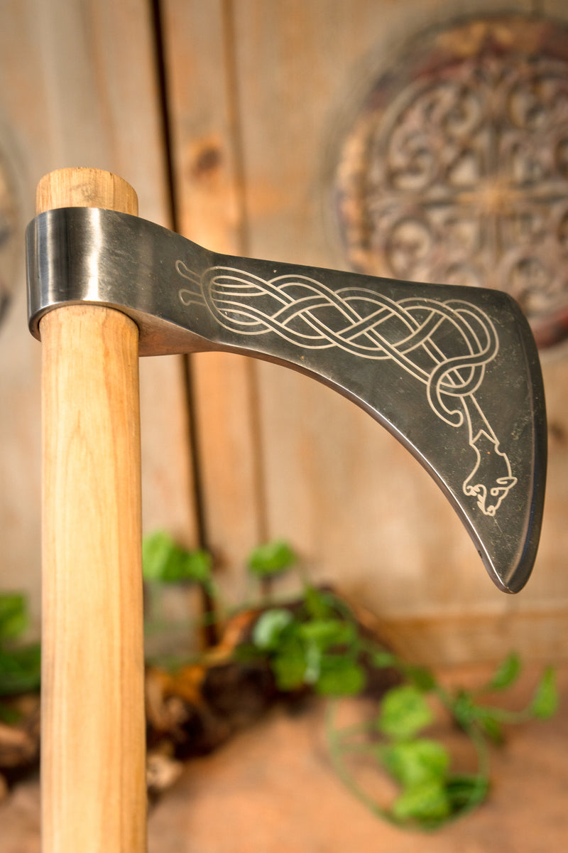 Wikinger-Axt, Skeggox, graviert, Typ C, semi-scharf 