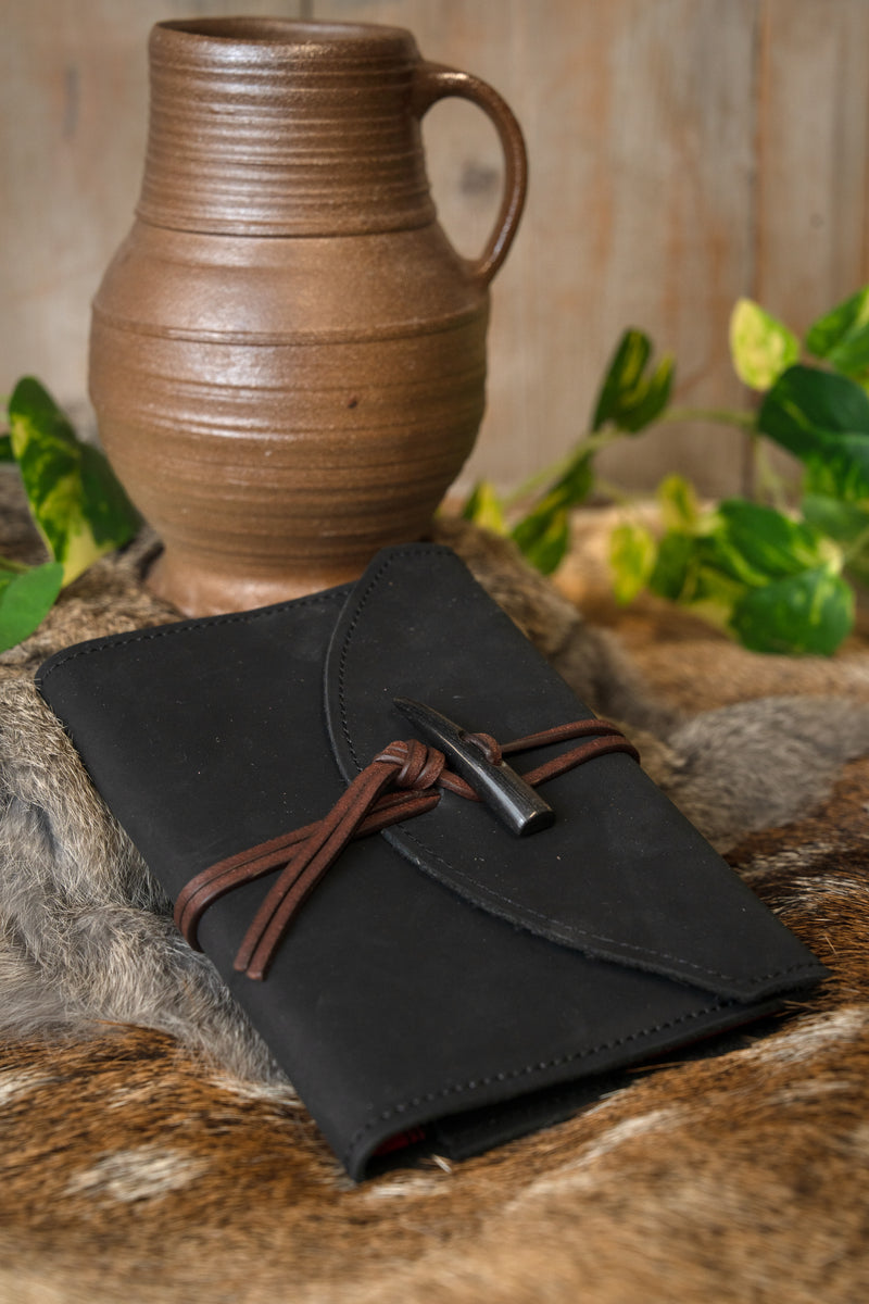 Notitieboekje met leren omslag, zwart, M