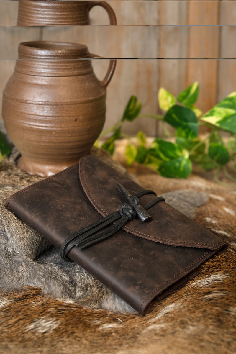 Notitieboekje met leren omslag, bruin, M