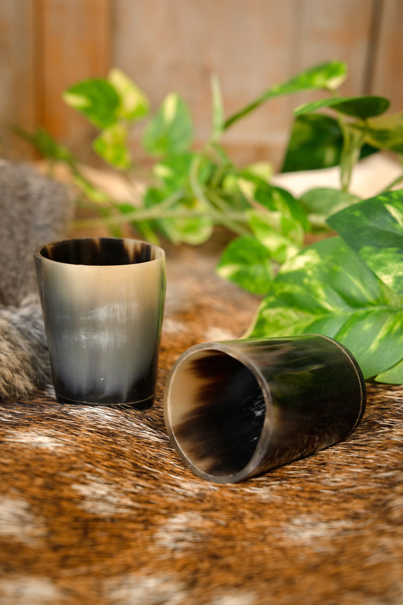 Set van 2 hoornen shotglazen, 300-500 ml