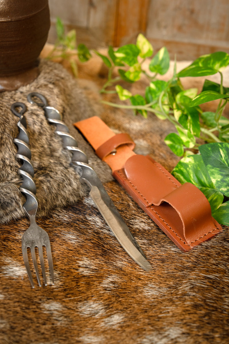 Mes en vork met gedraaide grip, roestvrij staal