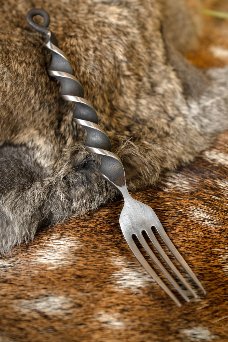 Mes en vork met gedraaide grip, roestvrij staal