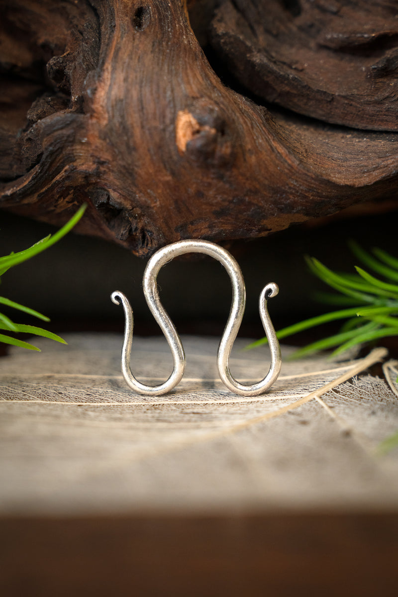 Viking jewelry hook, double, silvered bronze