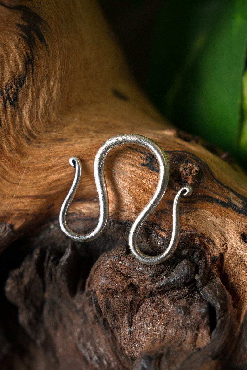 Viking jewelry hook, double, silvered bronze