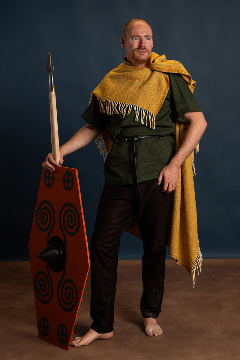 100% wełniany koc / płaszcz, bachor rybacki, żółty