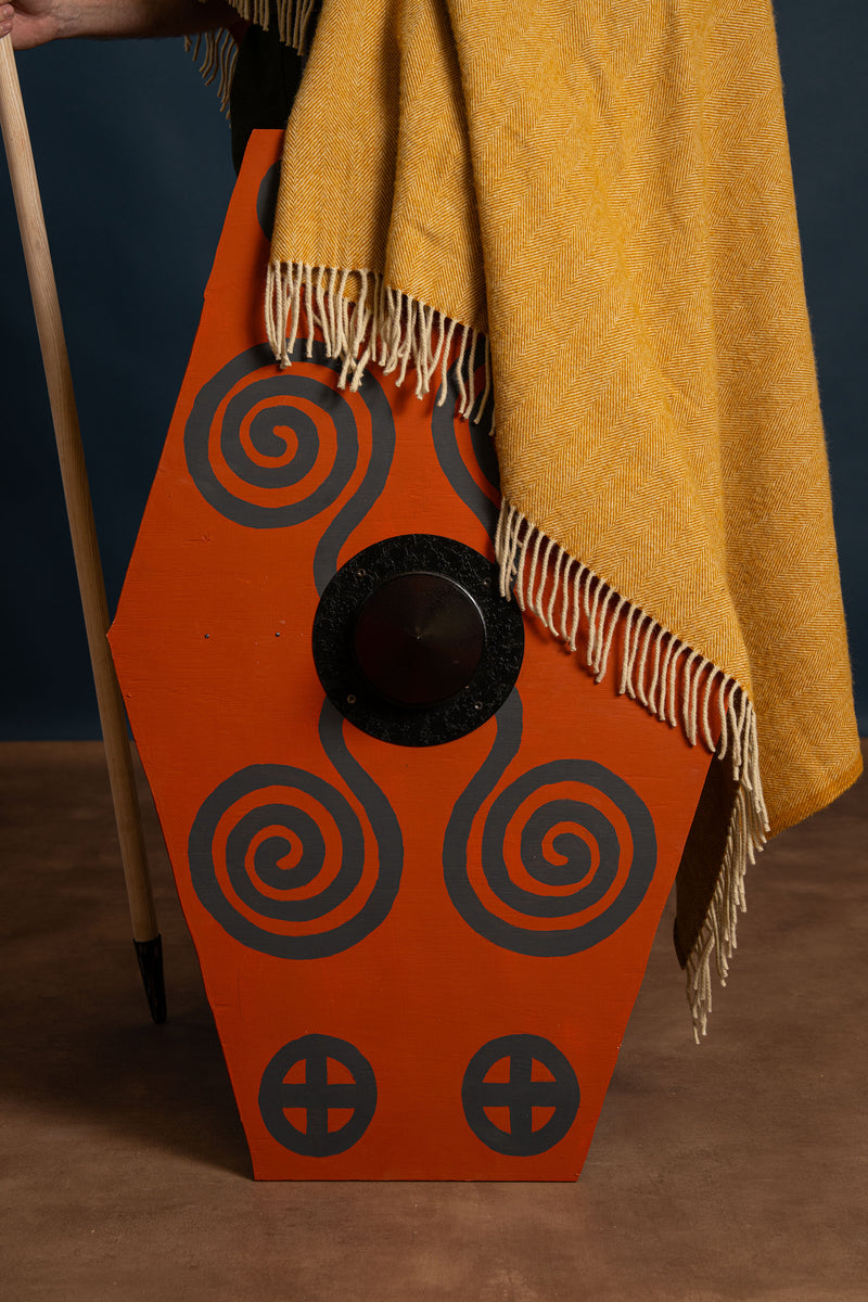 100% wollen deken / mantel, vissegraat, geel