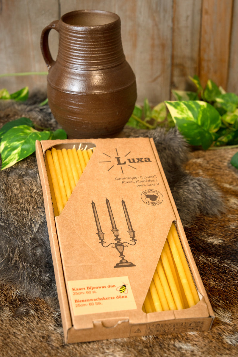 Gedompelde bijenwaskaars 25 cm, set van 60