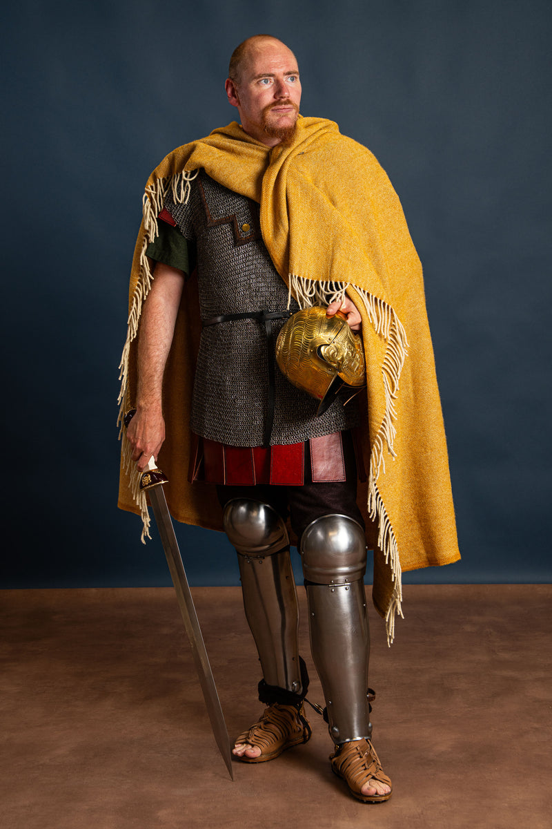 100% wełniany koc / płaszcz, bachor rybacki, żółty