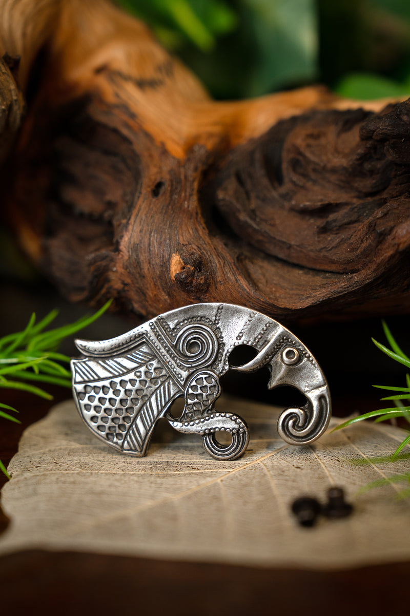 Germaanse raaf riembeslag grote volksverhuizing, paar links en rechts, brons