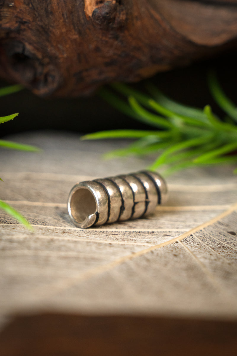 Viking haar/baardkraal, verzilverd brons