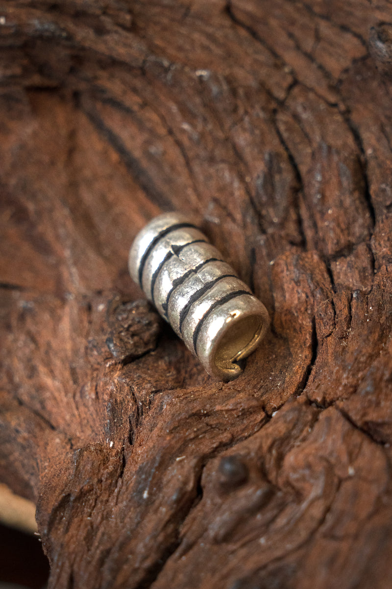 Viking haar/baardkraal, verzilverd brons