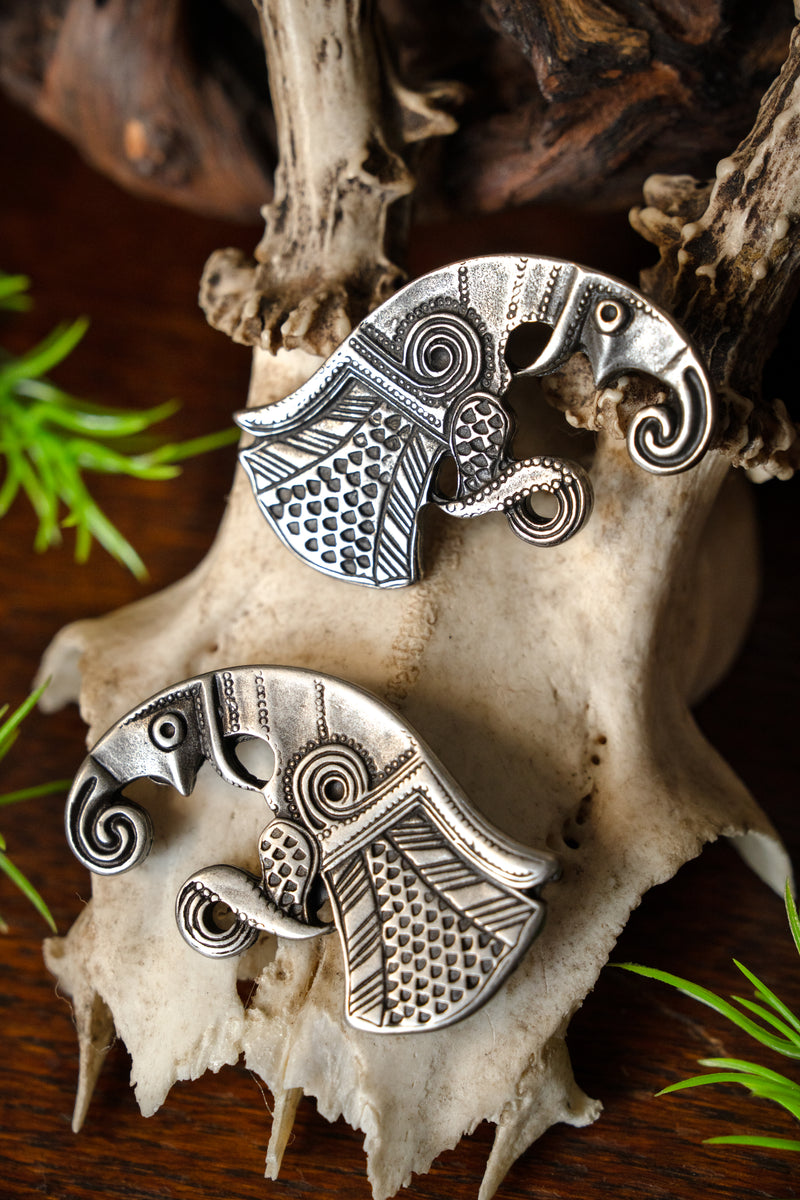 Germaanse raaf riembeslag grote volksverhuizing, paar links en rechts, brons