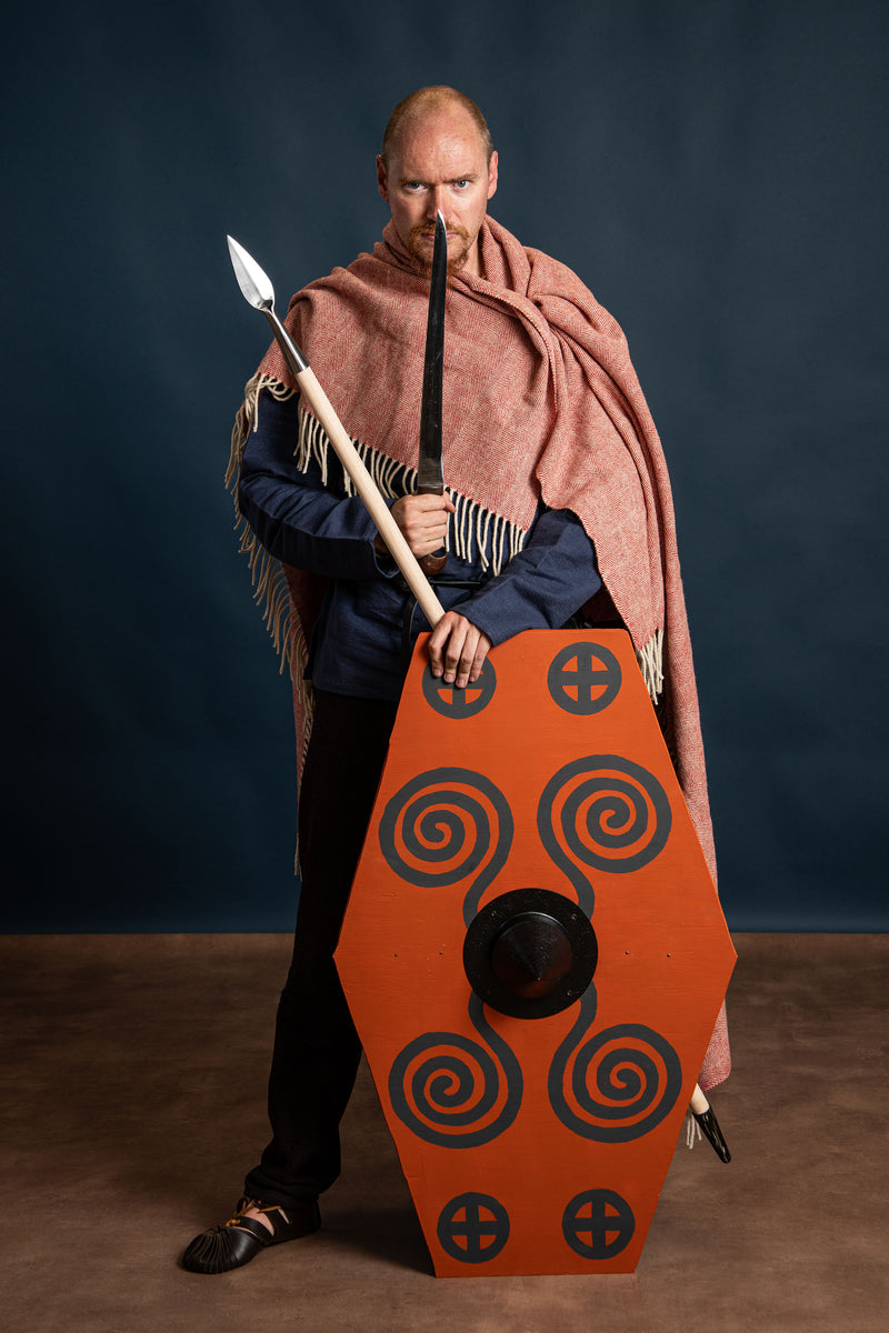 100% wollen deken / mantel, vissegraat, rood